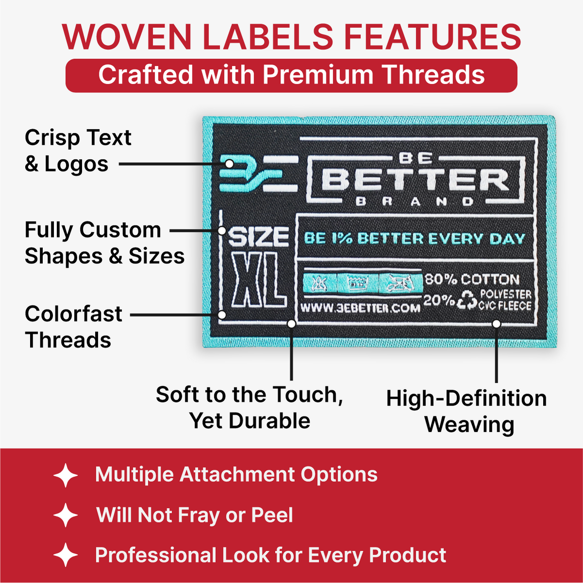 Woven Labels - Die Cut (Circle) - 6 Colors - Heat-press - L - 100