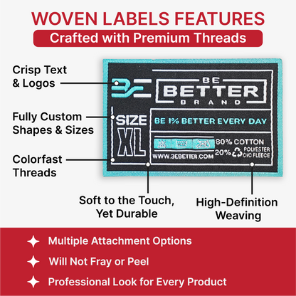 Woven Labels - Die Cut (Circle) - 6 Colors - Heat-press - L - 100